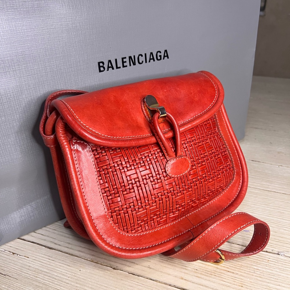 I santi red leather handbag